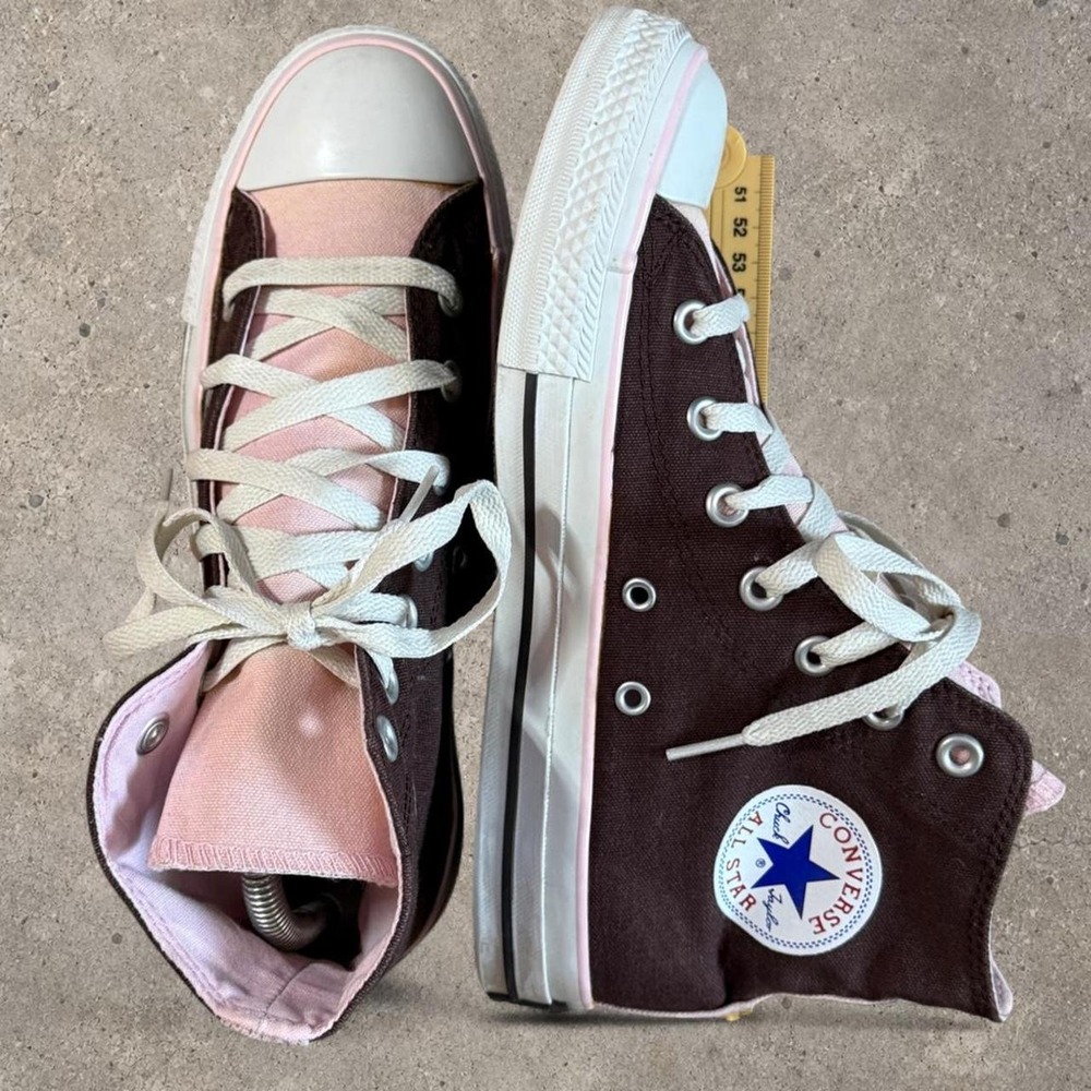 Brown Pink Converse Chuck Taylor High Top Sneakers All Star women's 8